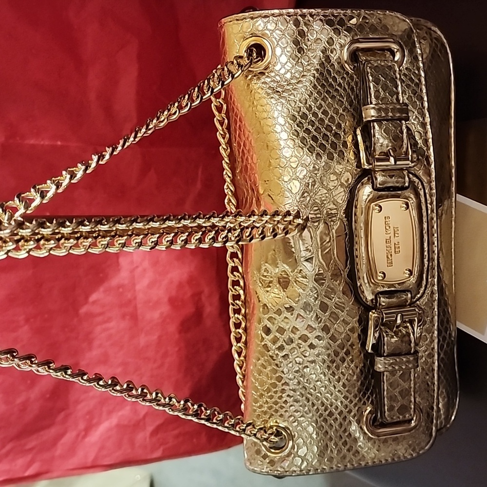 Michael Kors Truly Lavish "All That Glitters" Hamilton Leather Bag Nwt - Picture 10 of 14